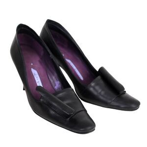 VTG Lisa Nadin BLACK GENUINE LEATHER 2.5" HEEL POINTED TOE CLASSIC SHOES Sz 36/6